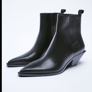 Zara black cowboy boots